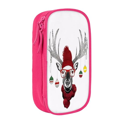 COWMMWOC Lustiges Weihnachts-Federmäppchen, großes Fassungsvermögen, multifunktionale Aufbewahrungstasche, strapazierfähiges Polyester-Oxford-Gewebe mit doppeltem Reißverschluss, 21 x 10,5 x 5 cm, 3D von COWMMWOC