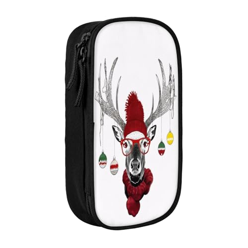 COWMMWOC Lustiges Weihnachts-Federmäppchen, großes Fassungsvermögen, multifunktionale Aufbewahrungstasche, strapazierfähiges Polyester-Oxford-Gewebe mit doppeltem Reißverschluss, 21 x 10,5 x 5 cm von COWMMWOC