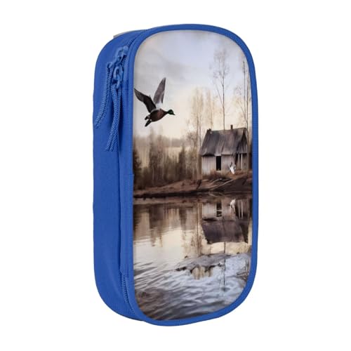 COWMMWOC Mallard Ducks Großes Federmäppchen, großes Fassungsvermögen, multifunktionale Aufbewahrungstasche, strapazierfähiges Polyester-Oxford-Gewebe mit Doppelreißverschluss, 21 x 10,5 x 5 cm, 3D von COWMMWOC