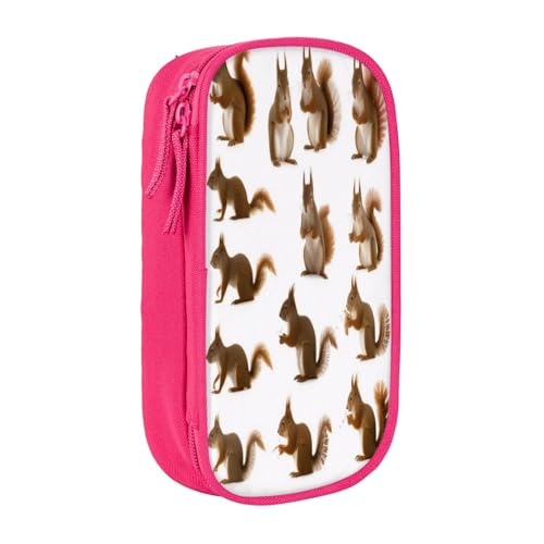 COWMMWOC Niedliches Eichhörnchen-Federmäppchen, großes Fassungsvermögen, multifunktionale Aufbewahrungstasche, strapazierfähiges Polyester-Oxford-Gewebe mit Doppelreißverschluss, 21 x 10,5 x 5 cm, 3D von COWMMWOC