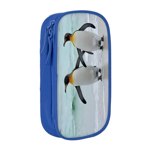 COWMMWOC Niedliches Pinguin-Federmäppchen, großes Fassungsvermögen, multifunktionale Aufbewahrungstasche, strapazierfähiges Polyester-Oxford-Gewebe mit doppeltem Reißverschluss, 21 x 10,5 x 5 cm, 3D von COWMMWOC