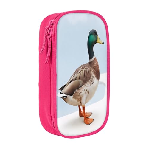 COWMMWOC Niedliches Stockenten-Federmäppchen, großes Fassungsvermögen, multifunktionale Aufbewahrungstasche, strapazierfähiges Polyester-Oxford-Gewebe mit Doppelreißverschluss, 21 x 10,5 x 5 cm, 3D von COWMMWOC