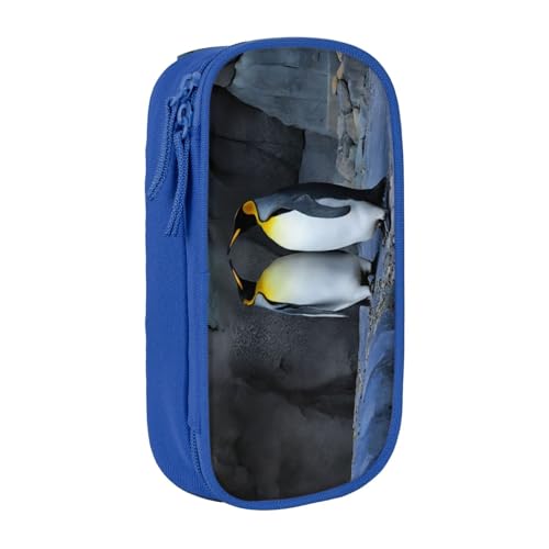 COWMMWOC Pinguin-Federmäppchen, großes Fassungsvermögen, multifunktionale Aufbewahrungstasche, strapazierfähiges Polyester-Oxford-Gewebe mit doppeltem Reißverschluss, 21 x 10,5 x 5 cm, 3D von COWMMWOC