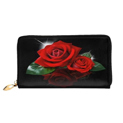 COWMMWOC Red Roses Leder Lange Reißverschluss-Handgeldbörse Große Kapazitäten Damen Geldbörse mit mehreren Taschen für Kreditkarte, Bargeld, Münze, 3D, Einheitsgröße COWMMWOC Red Roses Leder Lange Reißverschluss-Handgeldbörse Große Kapazitäten Damen Geldbörse mit mehreren Taschen für Kreditkarte, Bargeld, Münze, 3D, Einheitsgröße von COWMMWOC