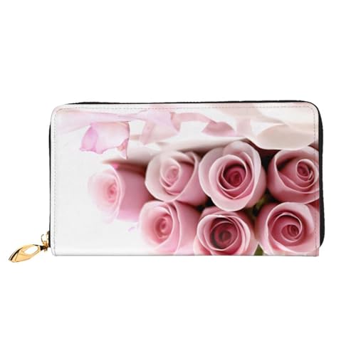 COWMMWOC Rose Leather Long Zipper Hand Purse Large Capacities Women's Wallet with Multiple Pockets Fit Credit Card, Cash, Coin, 3D, Einheitsgröße von COWMMWOC
