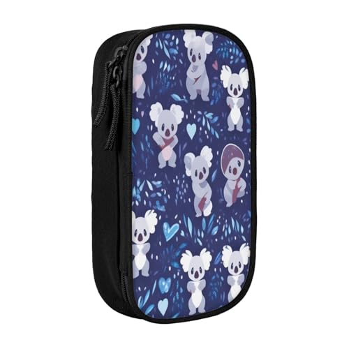 COWMMWOC Schönes Koala-Federmäppchen, großes Fassungsvermögen, multifunktionale Aufbewahrungstasche, strapazierfähiges Polyester-Oxford-Gewebe mit doppeltem Reißverschluss, 21 x 10,5 x 5 cm, Größe 3D von COWMMWOC