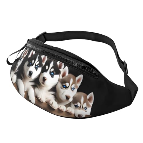 Modische Bauchtasche Husky Welpen, Hunde, Bauchtasche für Damen und Herren, lässig, leicht, verstellbare Reißverschlusstaschen, Hüfttasche für Reisen, Sport, Wandern, Modische Muster, Einheitsgröße, Modische Bauchtasche Husky Welpen, Hunde, Bauchtasche für Damen und Herren, lässig, leicht, verstellbare Reißverschlusstaschen, Hüfttasche für Reisen, Sport, Wandern, Modische Muster, Einheitsgröße, von COWMMWOC