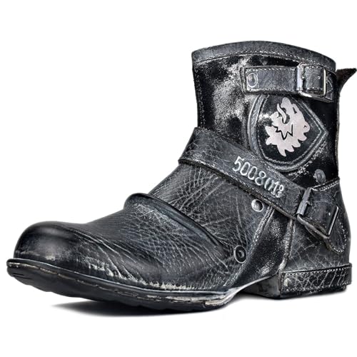 COWSDELLA Herren Echtes Leder Handgefertigte Mode Chukka Stiefel Motorradstiefel für Herren Klassisch CD-5008-1-AI,Raureif Textur Schwarz, Size US9, EU42 COWSDELLA Herren Echtes Leder Handgefertigte Mode Chukka Stiefel Motorradstiefel für Herren Klassisch CD-5008-1-AI,Raureif Textur Schwarz, Size US9, EU42 von COWSDELLA