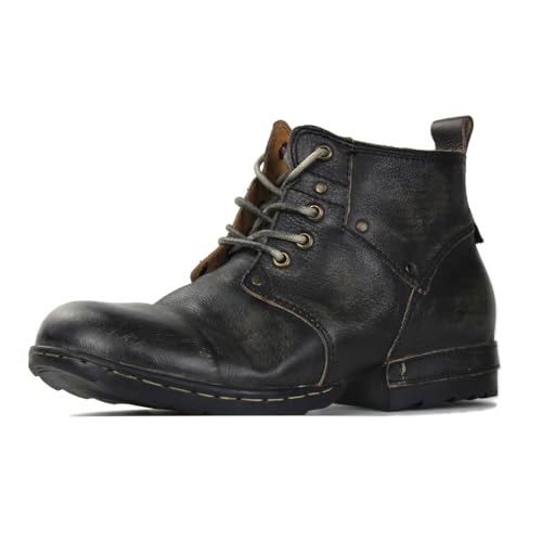 COWSDELLA Herren Retro Schwarz Eisen Stück Designer Chukka Stiefel Schnürung Motorrad Casual Leder Kleid Stiefelette für Männer Mode 6015-3-B US9.5(EU42.5) von COWSDELLA