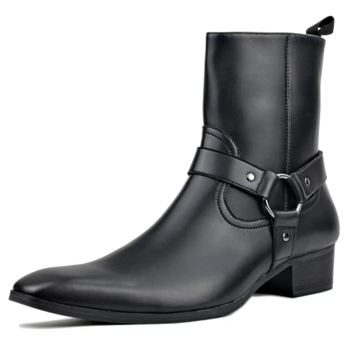 COWSDELLA Herren Stiefel mit Gummisohle Modisch Leistung Boots mit Reißverschluss Klassisch Männer Stiefeletten mit 1.5" Absatz von COWSDELLA