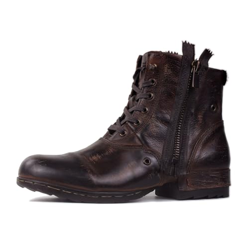 COWSDELLA Retro Braun Chukka-Stiefel für Männer Schnürstiefel Motorrad Casual Leder Kleid Stiefelette für Männlich Mode CD-5008-8-F-11-R von COWSDELLA