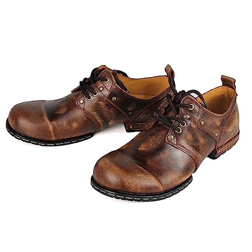 COWSDELLA Vintage Distressed Braun Chukka-Stiefel für Männer Schnürstiefel Motorrad Casual Leder Kleid Stiefelette für Männer Mode 6015-1-C,US10,EU43 von COWSDELLA