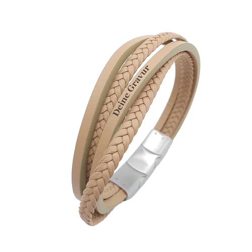 COWStyle Lederarmband mit Gravur für Herren in beige Armband personalisiert mit Namen oder Datum Geschenkidee für Männer (mit Gravur) von COWStyle