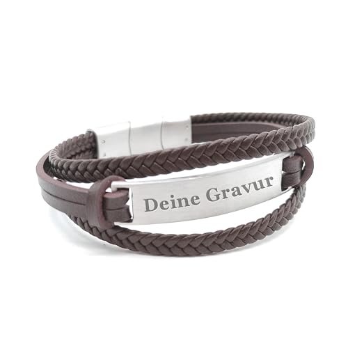 COWStyle Lederarmband für Herren mit Gravur Herren in braun | personalisiert mit Namen oder Datum | Größenverstellbar mit Magnetverschluss | Geschenkidee Männer (mit Gravur) von COWStyle