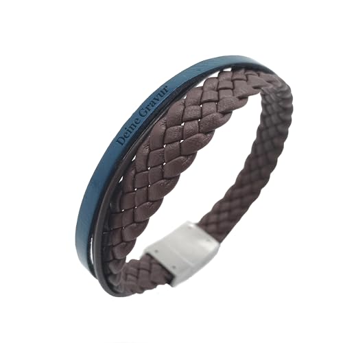 COWstyle Lederarmband Herren mit Gravur | mit Magnetverschluss | personalisiert mit Namen oder Datum | Männerarmband | Geschenk zum Vatertag für Männer oder Papa von COWstyle