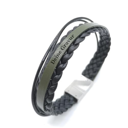 COWstyle Lederarmband Herren mit Gravur | mit Magnetverschluss | personalisiert mit Namen oder Datum | Männerarmband | Geschenk zum Vatertag für Männer oder Papa von COWstyle