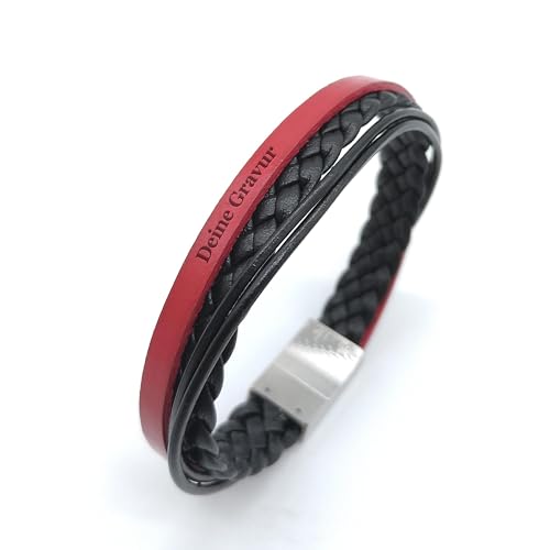 COWstyle Lederarmband Herren mit Gravur | mit Magnetverschluss | personalisiert mit Namen oder Datum | Männerarmband | Geschenk zum Vatertag für Männer oder Papa von COWstyle