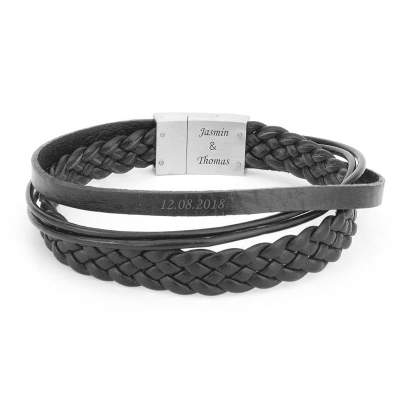 Designer Leder-Armband Liverpool Von Cowstyle® in Schwarz Größe 19 cm, 21 cm Oder 23cm Optional Mit Persönlicher Gravur Und Geschenkbox von COWstyle