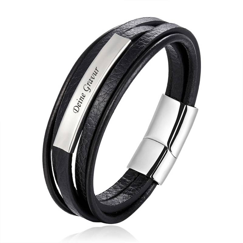 Lederarmband Für Herren Mit Gravur Personalisiert Nach Deinen Wünschen Magnetverschluss | Kingston Der Marke Cowstyle von COWstyle