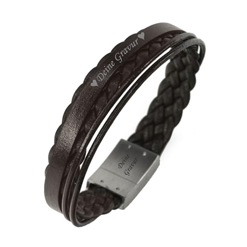 COWstyle Lederarmband Herren mit Gravur | mit Magnetverschluss | personalisiert mit Namen oder Datum | Männerarmband | Geschenk zum Vatertag für Männer oder Papa von COWstyle