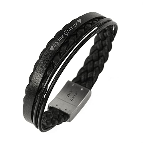 COWstyle Lederarmband Herren mit Gravur | mit Magnetverschluss | personalisiert mit Namen oder Datum | Männerarmband | Geschenk zum Vatertag für Männer oder Papa von COWstyle