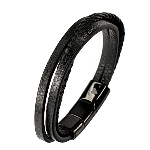 COWstyle Lederarmband Herren mit Gravur | mit Magnetverschluss | personalisiert mit Namen oder Datum | Männerarmband | Geschenk zum Vatertag für Männer oder Papa von COWstyle