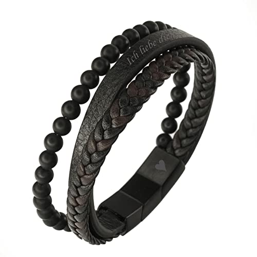 COWstyle Personalisiertes Lederarmband Herren mit Gravur in Schwarz Ideales Valentinstag-Geschenk für Männer Männerarmband Geschenke für Papa von COWstyle