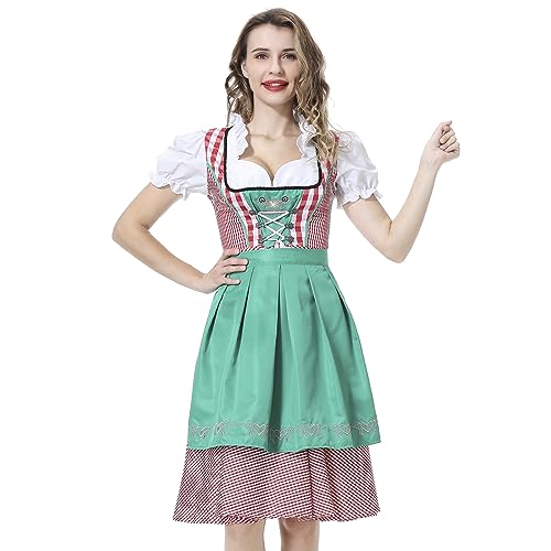 COXNSXX Dirndl Damen, Midikleider für Damen, Trachtenkleid Moderock, Damen Oktoberfest Kostüm umfasst Dirndl Bluse, Dirndl Schürze(Size: 34-42) von COXNSXX