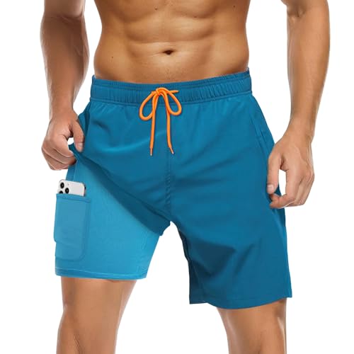 COYBTO Bademode Herren, Badehosen Reißverschlusstasche, Schwimmhose mit Futter Verstellbarem Herren Strandshorts von COYBTO