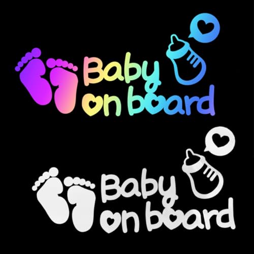 2 Stück Baby Auto Aufkleber, Baby on Board Aufkleber, Baby in Auto Aufkleber Zeichen und Aufkleber, Abnehmbare Sicherheit Aufkleber Anschlagtafel,Niedlichen Baby Fenster Auto Aufkleber,an Bord von COYUN