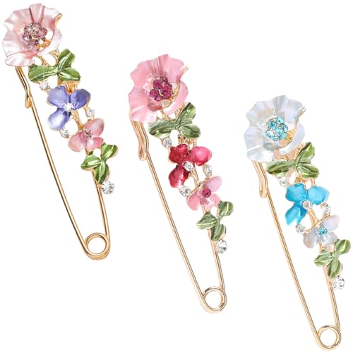 3 Stück Brosche Ausschnitt Verkleinern Broschen, Blumenbrosche, Anstecknadeln Brosche Sicherheitsnadel, Pins Pullover Schal Clips Brosche Kragen Clip Für Damen Kleid Hosen Rock Taille von COYUN