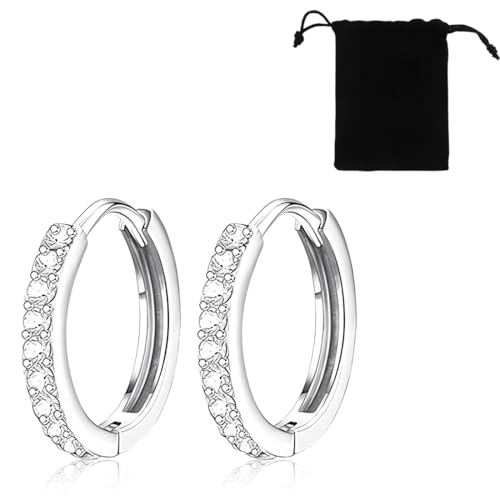 COYUN 1 Paar Ohrring Set Ohrstecker Medizinische Ohrringe Set Cubic Zirkonia Runde Ohrstecker Hypoallergene Knorpel Huggie Hoop Ohrringe,Damen Klein Ohrringe,Silber von COYUN