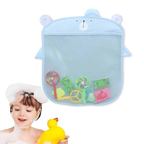 COYUN 1 Pcs Spielzeugnetz Badewanne, Badewannenspielzeug Aufbewahrung mit 2 Selbstklebend Haken, Netz Badewannenspielzeug Badewannennetz für Spielzeug Badespielzeug Aufbewahrung Badenetz(Blau) von COYUN