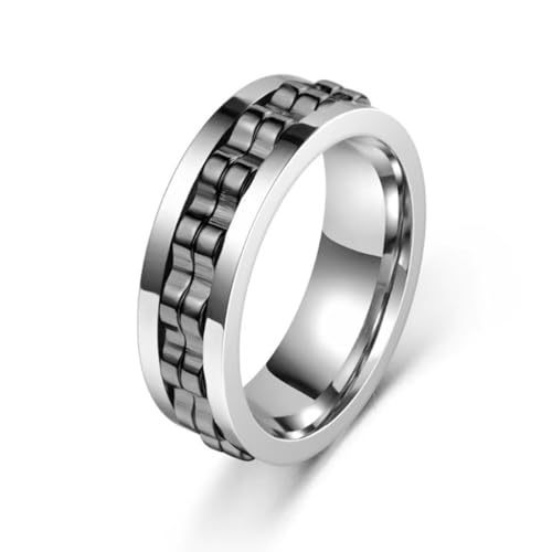 COYUN 1 Stück Fidget Ring, Stressabbau und Anti-Angst-Ringe, 8 mm, Polierte Schwere Zappelringe, Modeaccessoires Stress Ring, Geschenk für Männer und Frauen (Silber/Schwarz) von COYUN