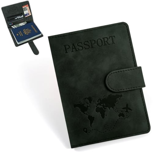 COYUN 1 Stück Reisepasshülle, Portable Impfpass Hülle, Reisepass Organiser mit RFID Shield, Reisepass Hülle für Bankkarten, Kreditkarten, Pässe Reisedokumente Wallet Organiser (Schwarz) von COYUN