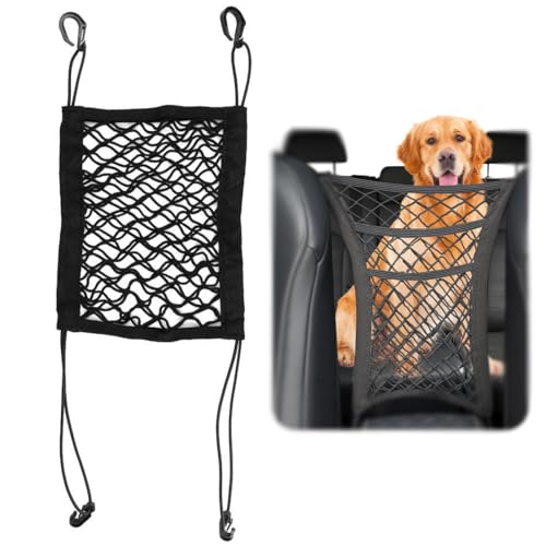 COYUN 1 pcs Sicherheitsnetz Hunde, 3-stufiger Auto-Netz-Organizer, Sitzlehne, Netztasche, Faltbar Haustier Trennnetz, Schutznetz Barriere Auto, Fahreraufbewahrung, Universal Auto Rücksitz Netz von COYUN