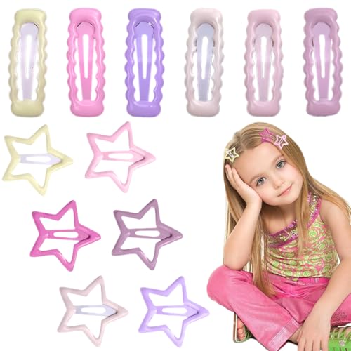 COYUN 12 Stücke Haar Schnappclips - Stern Haarspangen, Pentagramm Hair Clips, Metall Haarspangen Pailletten Haarspangen Haarspangen Haarspangen Haarstyling Zubehör für Mädchen Frauen von COYUN
