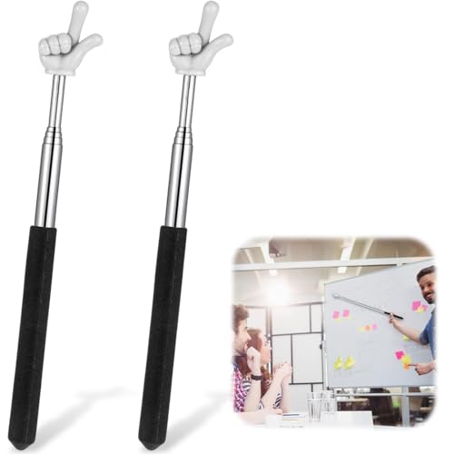 COYUN 2 Pcs Zeigestab Ausziehbar, Versenkbare Klassenzimmer,Teleskop Lehrer Zeiger, Finger Zeigestock, Teleskopstab, Edelstahl Kinder Ausziehbarer Zeigestab für Klassenzimmer Persönliche Interaktion von COYUN