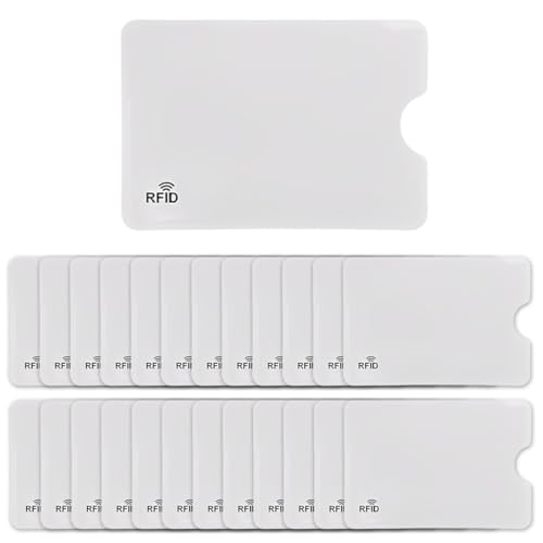 COYUN 24 Stück RFID Blocker Kartenhülle, Bankkarten Schutzhülle, Kreditkartenhülle RFID Blockierende Hüllen RFID Kartenschutzhalter Identitätsdiebstahl Prävention für Frauen und Männer (Silber) von COYUN