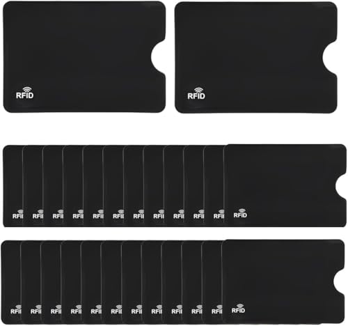 COYUN 24 Stück RFID Blocker Kartenhülle, Bankkarten Schutzhülle, Kreditkartenhülle RFID Blockierende Hüllen RFID Kartenschutzhalter Identitätsdiebstahl Prävention für Frauen und Männer (Schwarz) von COYUN