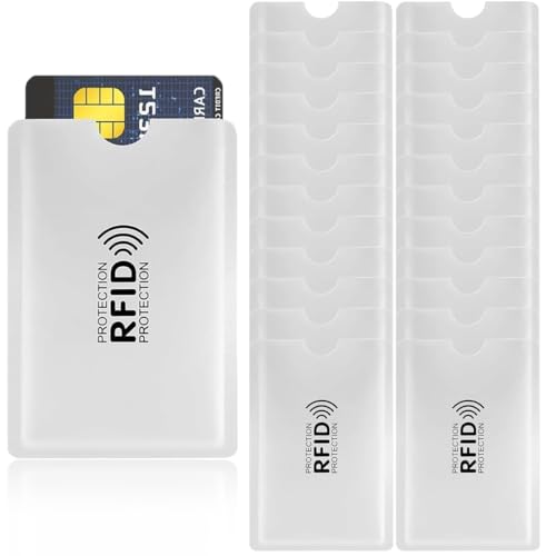 COYUN 24 Stück RFID Blocker Kartenhülle, RFID Kartenhalter blockierende NFC Schutzhülle Kreditkartenhülle Diebstahlsichere Schutzkarte, Blockierende Hüllen für Kreditkarten, für Damen Herren(Silber) von COYUN