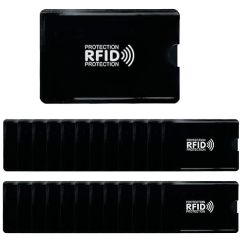 COYUN 24 Stück RFID Blocker Kartenhülle, RFID Kartenhalter blockierende NFC Schutzhülle Kreditkartenhülle Diebstahlsichere Schutzkarte, Blockierende Hüllen für Kreditkarten, für Damen Herren(Schwarz) von COYUN