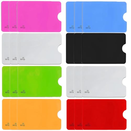 COYUN 24Pcs Scheckkartenhülle, RFID-blockierende Hüllen Kreditkartenhülle RFID-Blocker-Kartenhüllen bunt RFID-Kartenhalter RFID-Kartenschutz Diebstahlsichere Kreditkarten-Geldbörsen für Damen Herren von COYUN