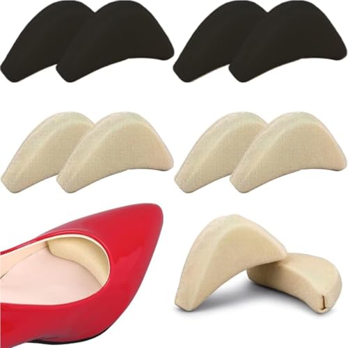 COYUN 4 Paar Gel Vorfußpolster, Weicher Schwamm Einstellbare Schuh Füllung Große Zehe Plug Fuß Klammer Schuh Pads Unisex Schuh Einsätze für High Heel Frauen Relief Fuß Schmerzen (Schwarz+Skin) von COYUN