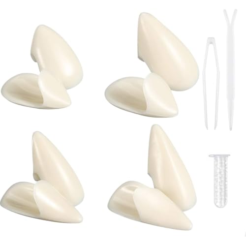 COYUN 4 Paar Vampir Zähne Kostüm 4 Größe Vampirzähne Halloween Cosplay Vampir Fangs Gefälschte mit 1 Rohr Zähne Pellets Klebstoff für Party Cosplay, Halloween, Demon, Witch von COYUN