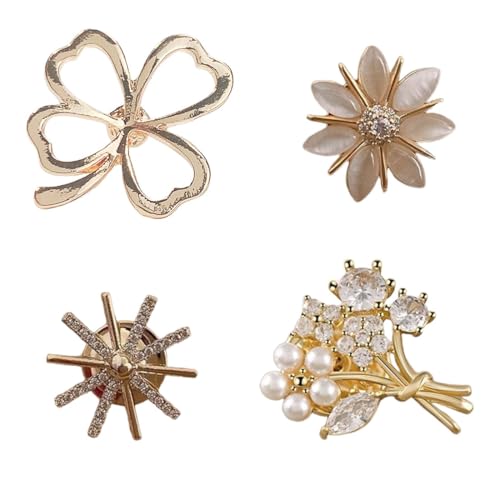 COYUN 4 Pcs Brosche Damen, Broschen Set Für Kleidung,Elegante Damen Broschen, Brosche Ausschnitt Verkleinern,Anti-Exposure Fixed Brooches Pins,Cardigan Clips,Schleppennadel Für Brautkleid,Kleider Clip von COYUN
