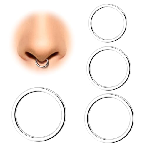 COYUN 4 Stück 6-12mm 316L Stahl Nasenringe Septum Piercing Knorpel Hoops Segmentring Körper Piercing Nase Hoop Lippenringe Helix Ohrringe Für Frauen Männer,Silber von COYUN