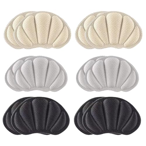 COYUN 6 Paar Fersenpolster, Fersenschutz FüR Schuhe, Fersenpolster FüR Zu GroßE Schuhe, Fersenschuhpolster FüR Damen Herren Fersengriff FüR Schuhe, Fersenpads-Schwarz, Grau von COYUN