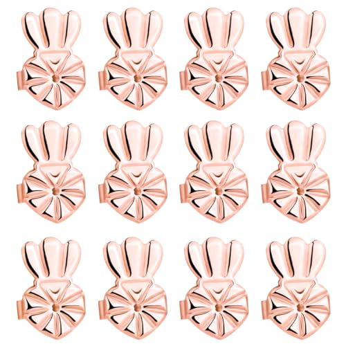 COYUN 6 Paar Ohrstecker Verschluss, Ohrringheber Einstellbare Ohrring lifter Hypoallergen Earring Lifters Ohrringaufzüge für Earring Backs Ohrläppchen Heber Damen Ohrring-Verschlüsse Lifters, Roségold von COYUN