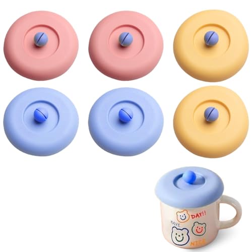 COYUN 6 Pcs Deckel Für Gläser,Silikondeckel Wiederverwendbarer Anti Staub,Glasabdeckung Trinkglas,Deckel Für Trinkgläser,Auslaufsicherer Tassen Abdeckungen Für Kaffee Bierkrug Wassergläser Mug (10cm) von COYUN